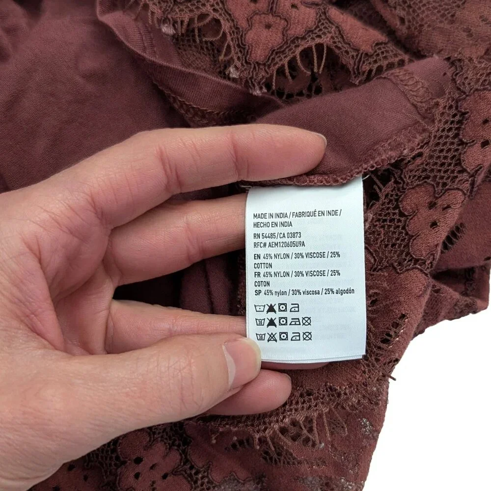 American Eagle Burgundy Rust XXS AE Ruffled Lace Cami Tank Top - Picture 6 of 9